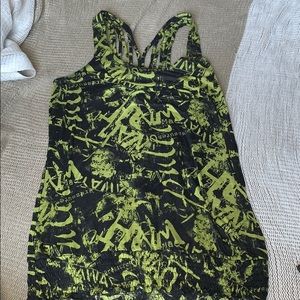 Daytrip Green & Black graffiti racer back tank